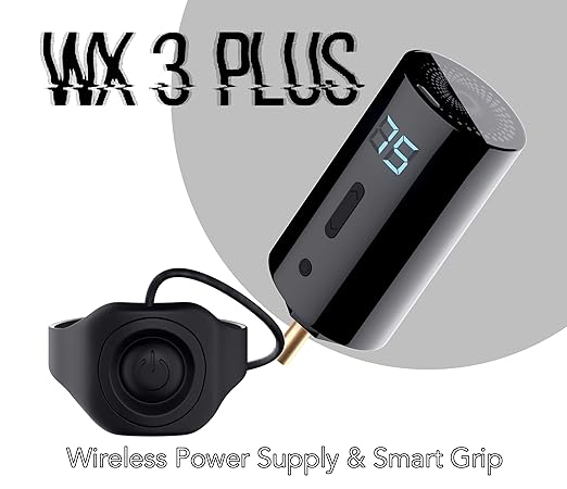 WX-3 Plus Wireless Mini Battery Pack Professional Power Supply w/Machine Mountable Smart Switch Grip, Backlit LED Digital Display, 1450mAh Capacity (RCA Connector)-Velvo Beauty