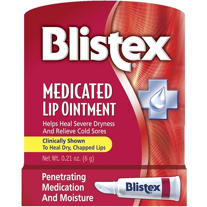 Blistex Medicated Lip Ointment, 0.21 Ounce Tube, Pack of 24 – Relieves Cold Sores & Helps Heal Dry Chapped Lips, Pain Relief from Lip Sores & Blisters, Healing Ointment-Velvo Beauty