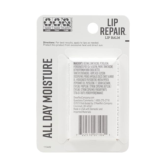 O'Keeffe's Cooling Relief Lip Repair Lip Balm for Dry, Cracked Lips, Stick, Twin Pack-Velvo Beauty