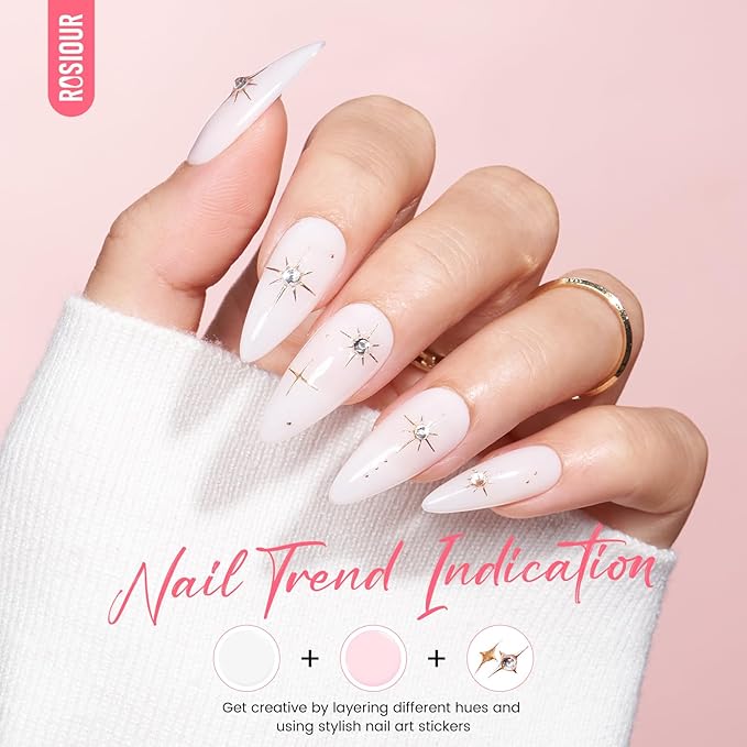 Jelly Gel Nail Polish Kit with U V Light, Hema-Free Milky Jelly White Pink Nude Orange Gel Polish Set with Base & Top Coat Chrome Nail Powder, 4 Colors Mini Salon Nail Art Starter Gift for Women Girl-Velvo Beauty