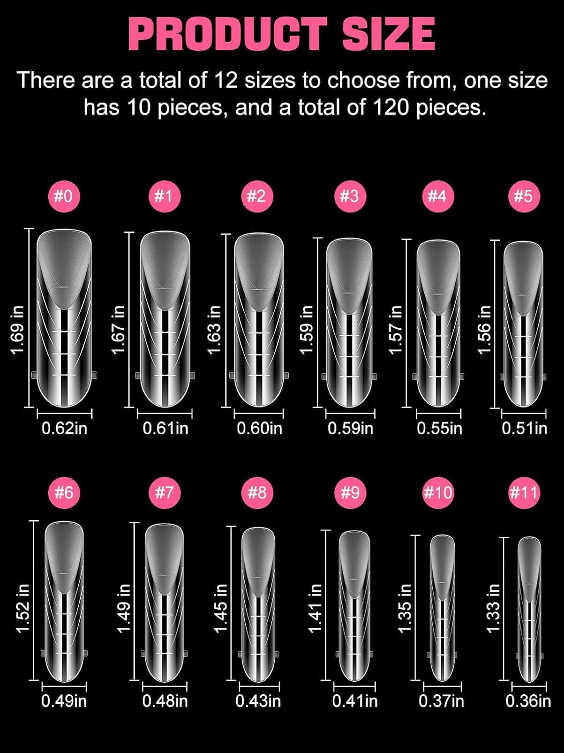 EBANKU Dual Forms for Poly Nail Gel 120CS Ballerina Dual Nail Forms Molds Acrylic Nail Tips Full Cover 12 Sizes for Builder Nail Gel Manicure Nail Art Design Salon DIY at Home-Velvo Beauty