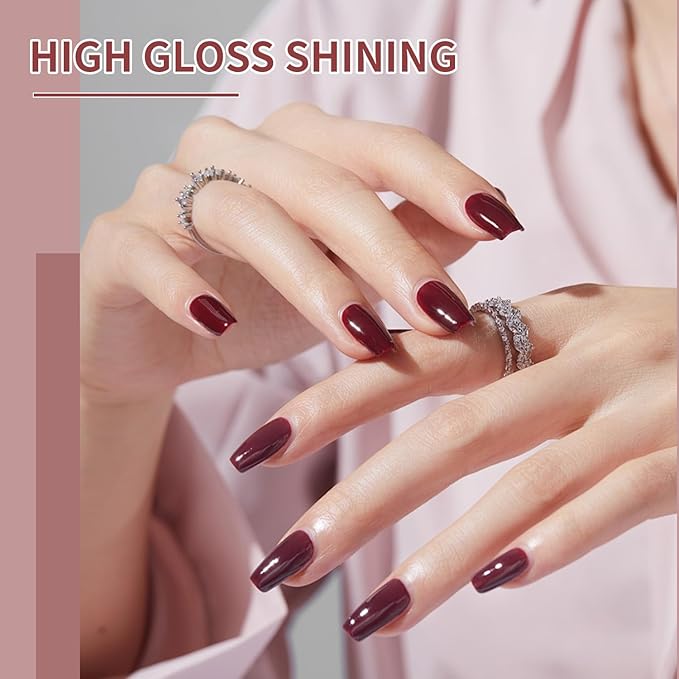 JODSONE 10ml Nude Pink Gel Nail Polish Set 6Colors Long Lasting Neutral Brown Red Purple Nail Polish Lacquer Glossy Art for Nail and Salon Need U V Lamp-Velvo Beauty