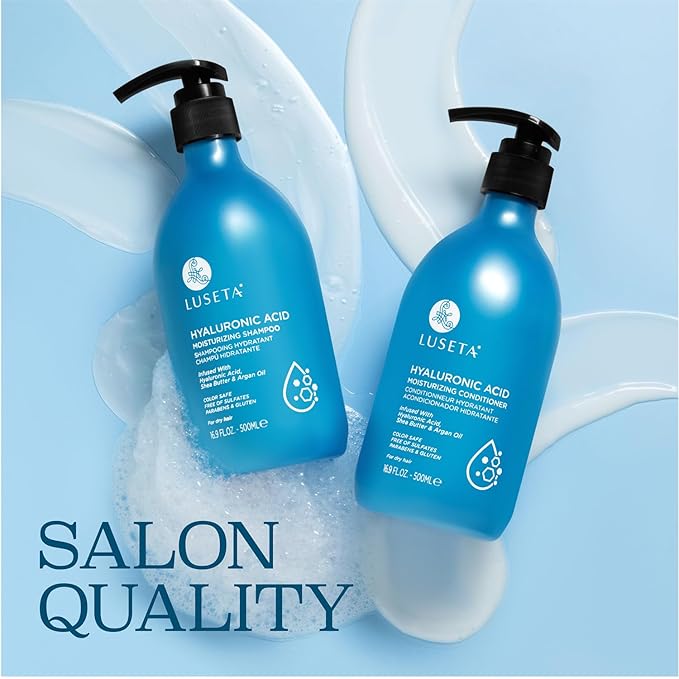 Luseta Hyaluronic Acid Moisturizing Shampoo & Conditioner Set for Dry and Damaged Hair, Sulfate Free Shampoo and Conditioner for Women Infused with Argan Oil and Shea Butter Paraben-Free2 x 16.9oz-Velvo Beauty