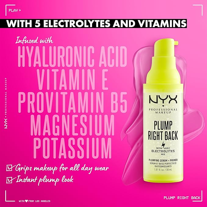 NYX PROFESSIONAL MAKEUP Plump Right Back Plumping Serum & Primer, With Hyaluronic Acid & The Brow Glue, Extreme Hold Eyebrow Gel - Clear-Velvo Beauty