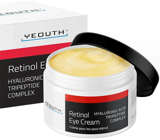 YEOUTH Retinol Eye Cream with Hyaluronic Acid, Hydrating Under Eye Cream for a Refreshed Appearance, Retinol Cream for Face, Eye Care 1oz-Velvo Beauty