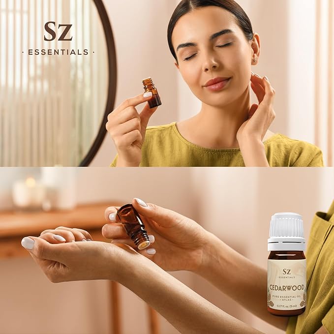 Cedarwood Essential Oil (Cedrus Atlantica) – Therapeutic Grade, 100% Pure & Natural with Soothing Woodsy Aroma for Relaxation, Aromatherapy, Skin Care & Diffuser - 0.17 fl oz. (5ml)-Velvo Beauty