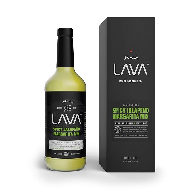 (3 Pack) LAVA Premium Spicy Jalapeño Margarita Mix by LAVA Craft Cocktail Co., Made with Real Jalapeños, Agave Nectar, Key Limes, Lots of Flavor and Ready to Use-Velvo Beauty