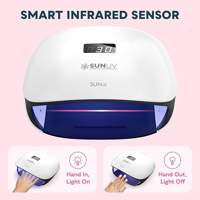 SUNUV UV LED Nail Lamp, UV Light for Gel Polish with 4 Timer Settings, Nail Dryer with LCD Display, Removable Base SUN4S Black-Velvo Beauty