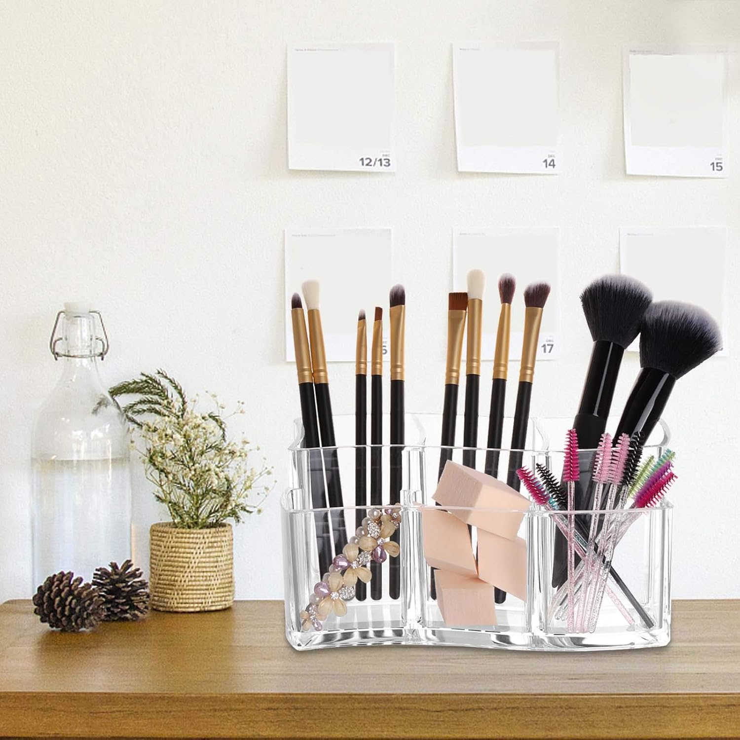 Tbestmax 6 Slot Acrylic Makeup Brushes Holder Organizer, Clear Eyebrow Pen Container Cosmetics Storage-Velvo Beauty