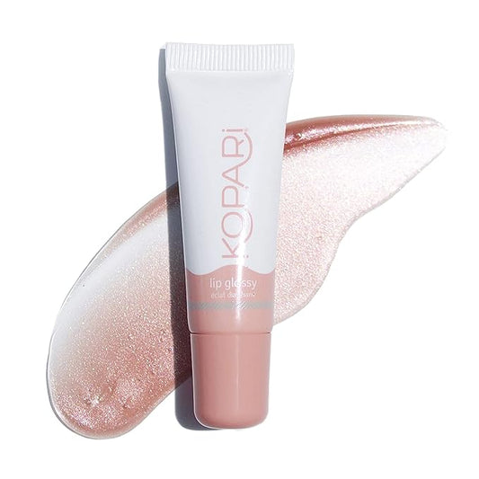 Kopari Coconut Lip Glossy | Nude Tint Birthday Suit | Vegan Hydrating Moisturizing Lip Oil Vitamin E Shea Butter Long Wear High Shine Non Sticky | Natural Clean Plant Based Non Toxic Balm Paraben Free-Velvo Beauty