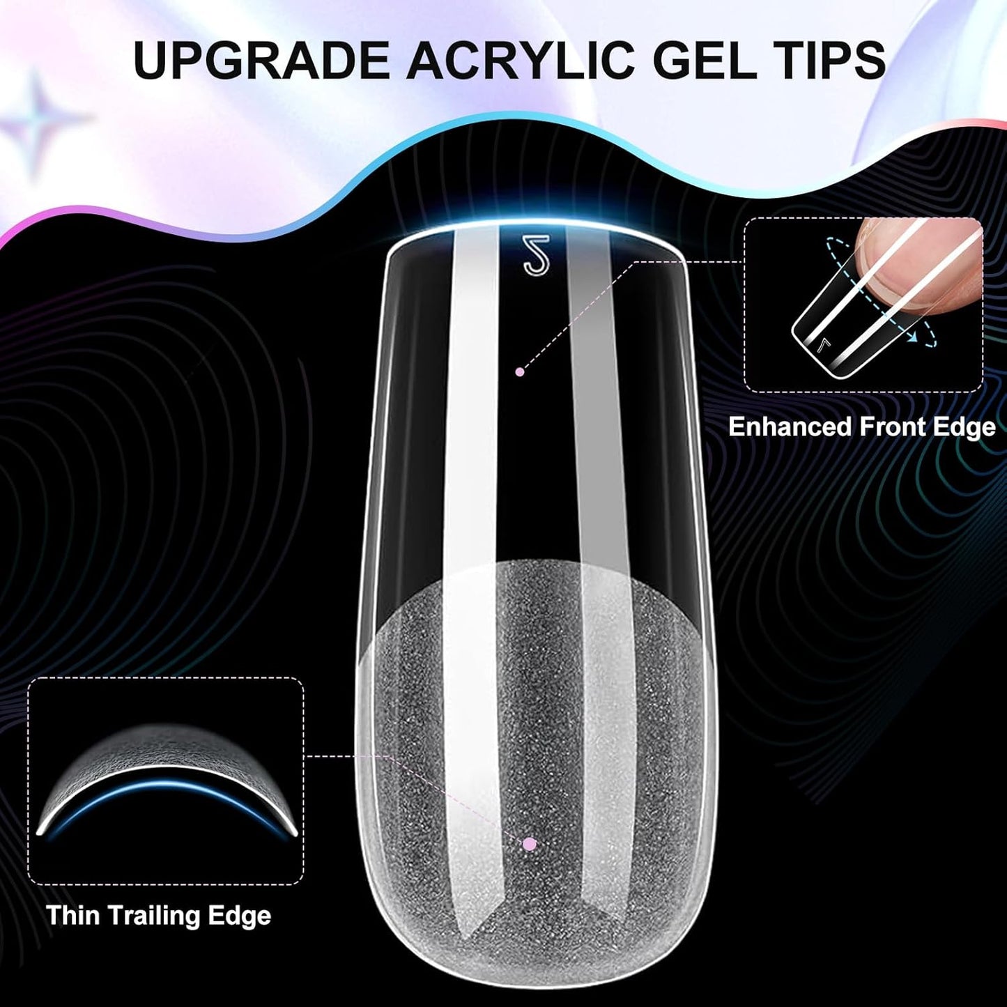 Square Nail Tips Medium Square Gel Nail Tips 240Pcs Pre-Etched Soft Acrylic Nails Tips Half Matte Full Cover False Nail No C Curve for Nail Extension French Nails Manicure Home DIY Salon 12 Sizes Tips-Velvo Beauty