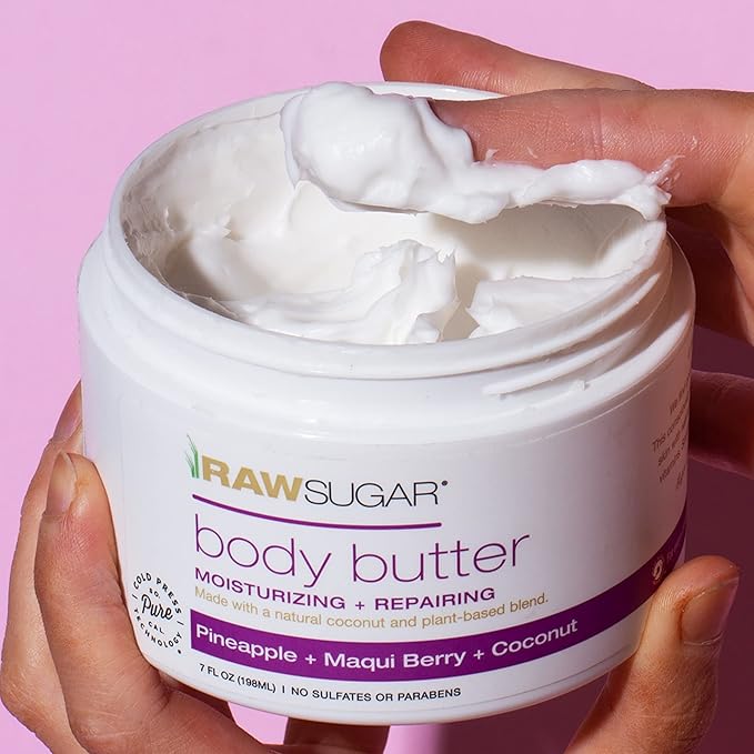 Raw Sugar Pineapple + Coconut + Maqui Berry Body Ritual Bundle - Exfoliating Body Scrub and Body Butter, Formulated without Sulfates + Parabens, Body Care Products for Women & Men-Velvo Beauty