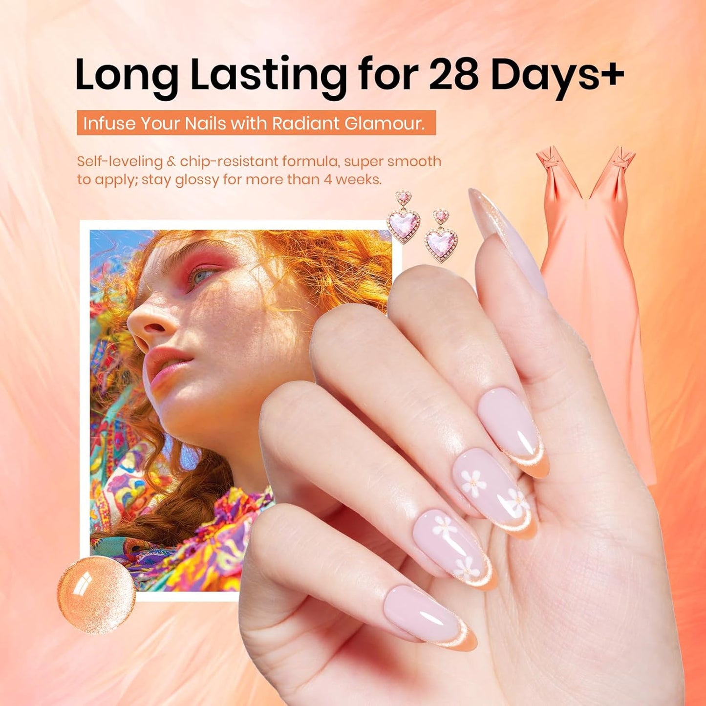 Beetles Orange Cat Eye Gel Polish, 15ML Orange Cat Eye Glitter Gel Polish with Magnet Soak Off UV Shimmer Velvet Gel Twilight Glow Series French Nail Art Design Manicure Gifts for Women-Velvo Beauty