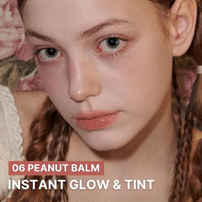 AOU GLOWY TINT BALM Tinted Lip Balm with Natural Gloss Instant Hydration for Chapped Lips 0.12Oz (06 Peanut Balm)-Velvo Beauty
