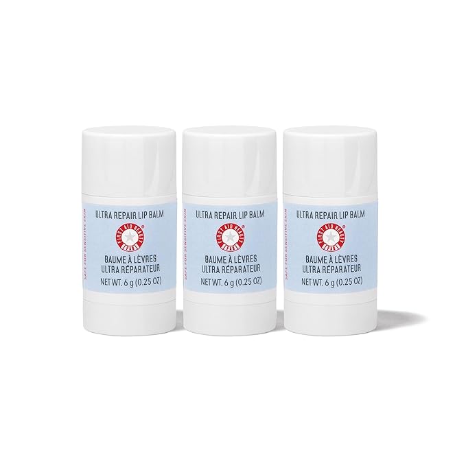 First Aid Beauty Ultra Repair Lip Balm – Instantly Hydrates to Leave Lips Soft, Supple + Plump – Concentrated Formula of Botanical Oils, Butters + Waxes – Three Pack, 3 * 0.25 oz-Velvo Beauty