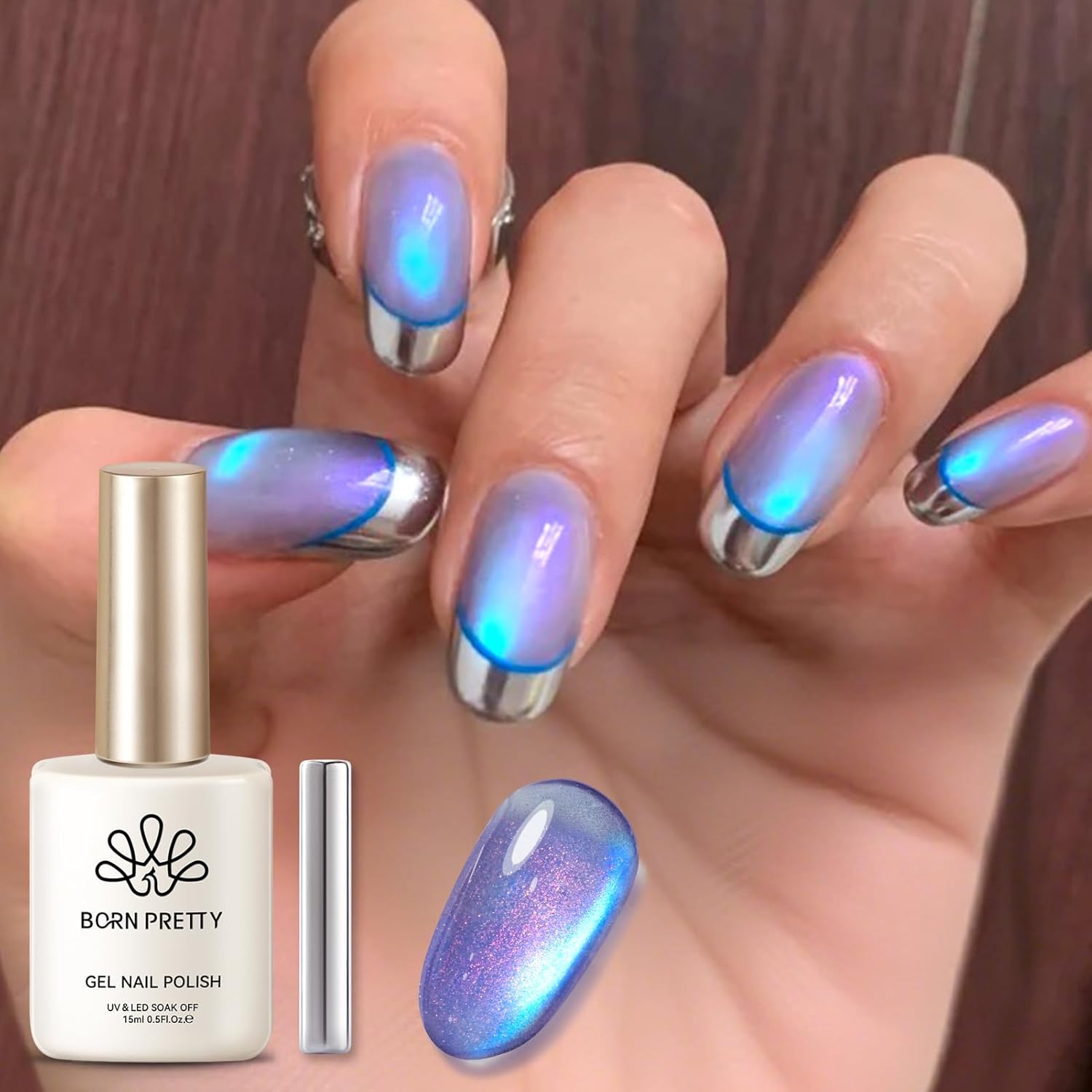 BORN PRETTY Cat Magnetic Eye Gel Nail Polish,Night Purple Magnetic Gel Polish Blueberry Cat Magnetic Eye Gel Manicure Nail Art DIY 15ml-Velvo Beauty