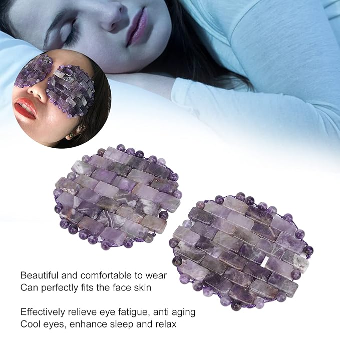 ZJchao Jade Eye Mask, Amethyst Eye Pack Wrinkle Puff Eliminate Dark Circles Fading Quartz Stone Eye Patch Jade Stone, Reusable Jade Eye Pack For Cold & Heat Compress-Velvo Beauty