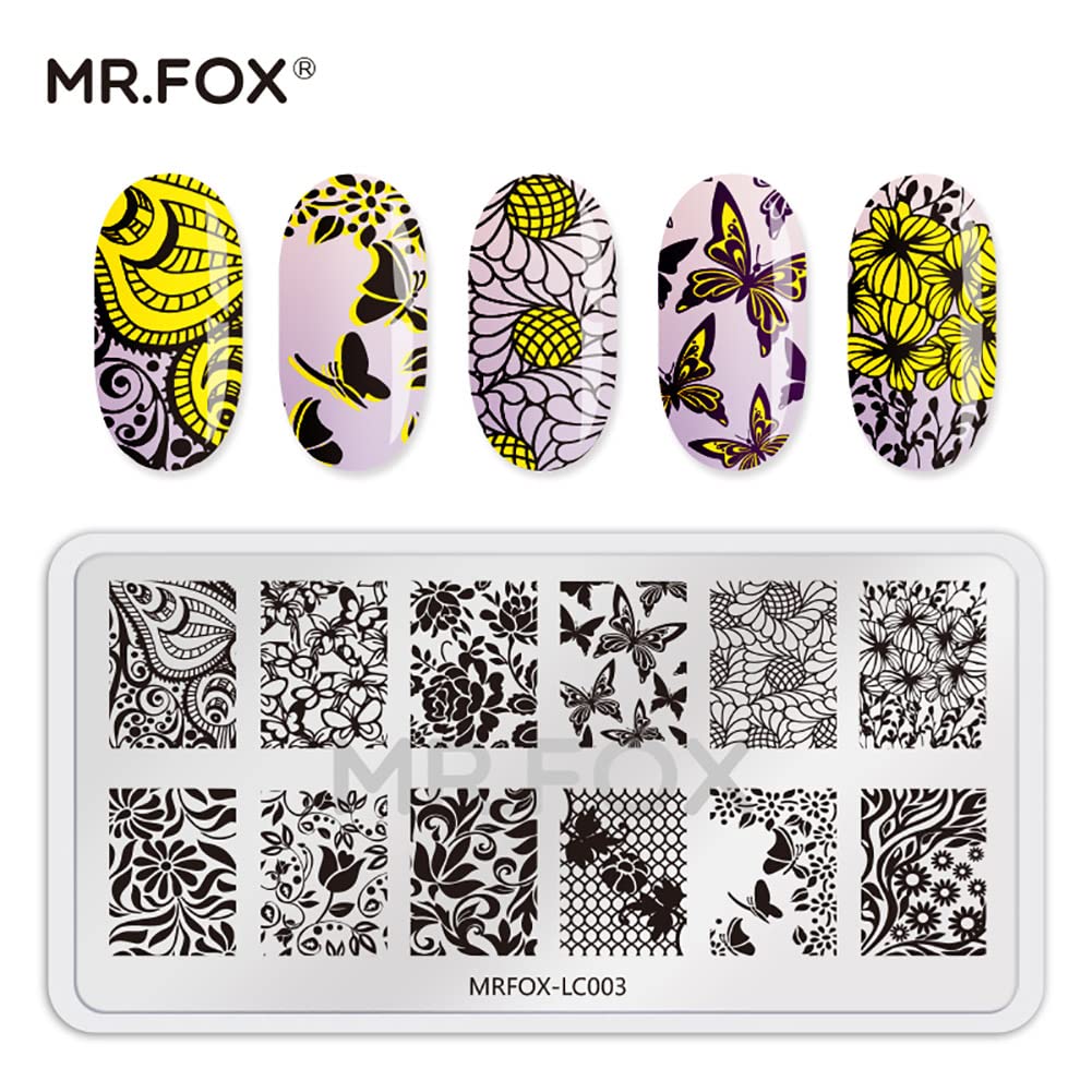 MR.FOX Nail Stamping Plate Set, 5Pcs Nail Art Stamp Kit Templates for Women with Plenty of Images-Velvo Beauty