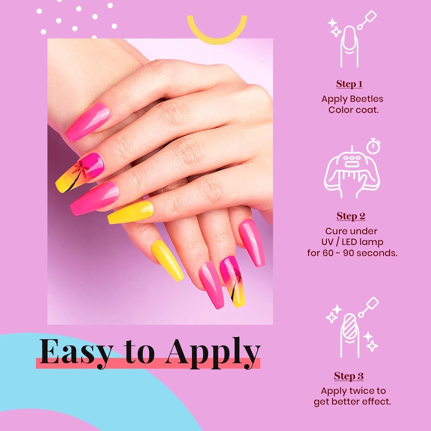 Beetles Hot Pink Gel Nail Polish 1Pcs 15ml Neon Pink Gel Nail Polish Bright Color Soak Off Uv LED Nail Lamp for Women DIY Manicure Gifts for Mom-Velvo Beauty