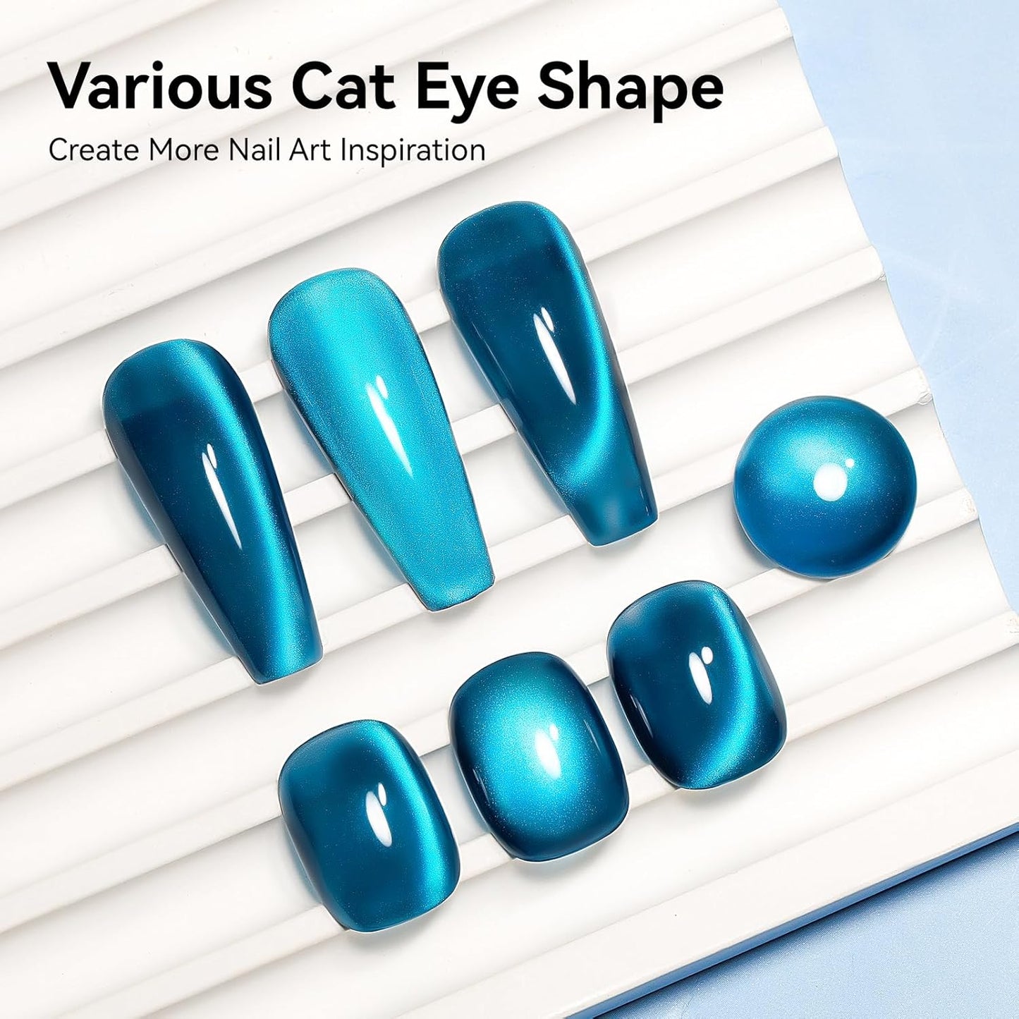 Cat Eye Gel Nail Polish, Sea Blue Jelly Glass Magnetic Nail Polish Magic Holographic Effect, Glitter UV Gel Sparkle Crystal Color for Nail Salon DIY At Home-Velvo Beauty