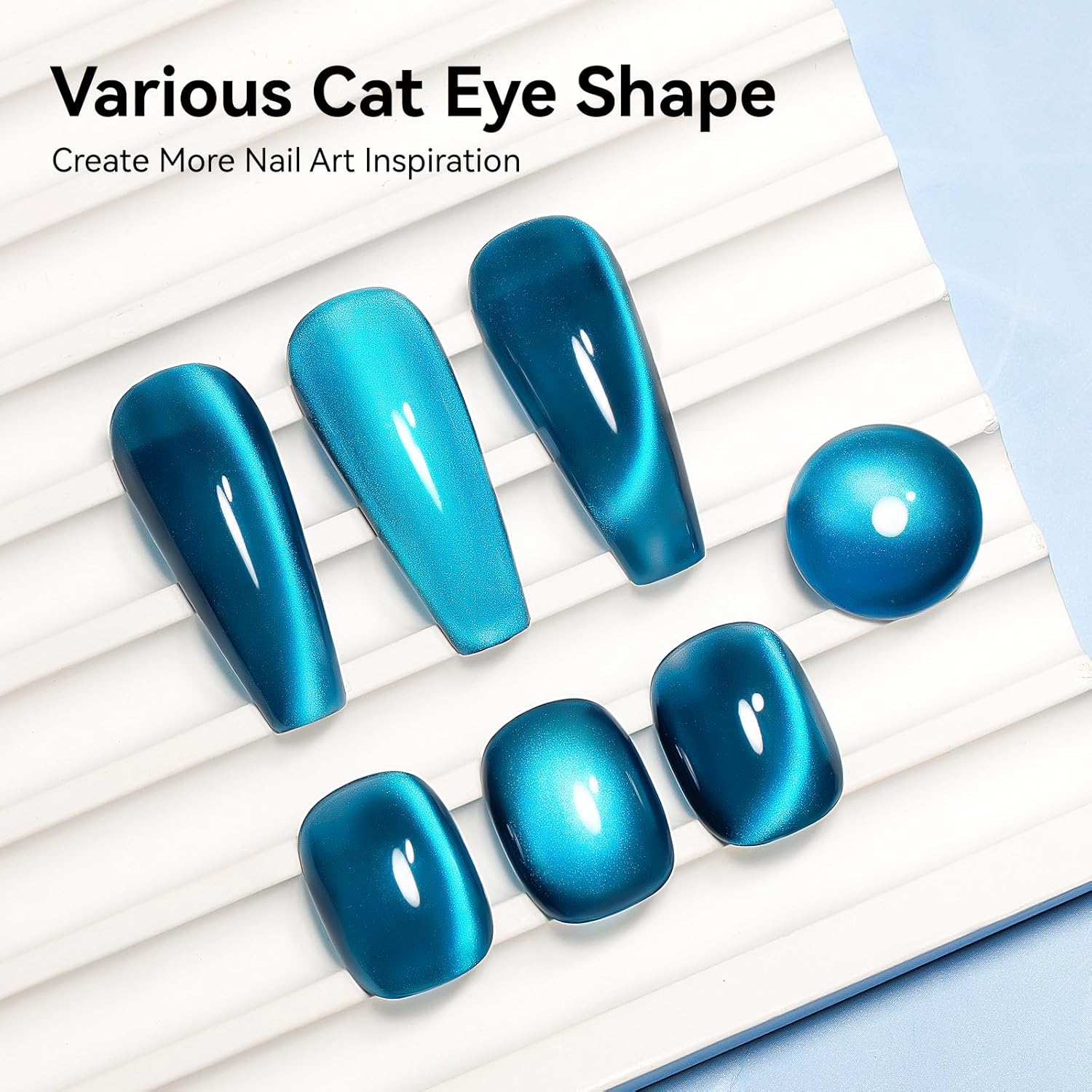 Cat Eye Gel Nail Polish, Sea Blue Jelly Glass Magnetic Nail Polish Magic Holographic Effect, Glitter UV Gel Sparkle Crystal Color for Nail Salon DIY At Home-Velvo Beauty