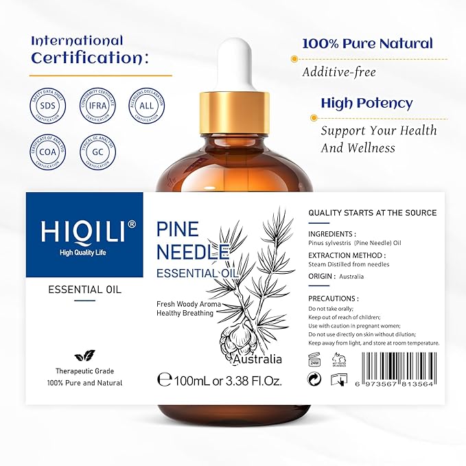 HIQILI 100ML Pine Essential Oil,100% Pure Natural Premium Quality, for Diffuser Skin Candle Making - 3.38 Fl Oz-Velvo Beauty