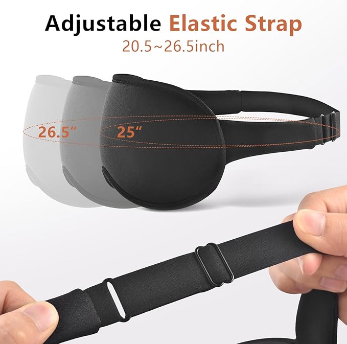 Sleep Mask for Side Sleeper Women Men, Eye Mask for Sleeping Light Blocking, 3D Contoured Cup Sleeping Mask, Soft Breathable Sleep Eye Mask with Adjustable Elastic Strap for Travel (Black)-Velvo Beauty