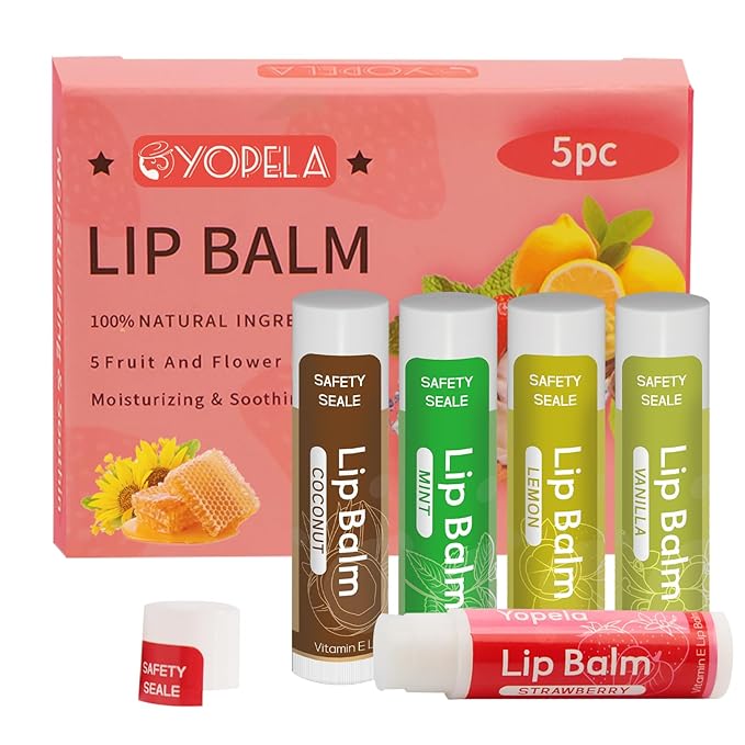 5 Pack Lip Balm Natural Lip Balm Bulk with Shea butter and Coconut Oil Moisturizing, Soothing, and Repairing for Chapped Lips Party Favors adults kids - 5 flavors 0.15 Oz-Velvo Beauty