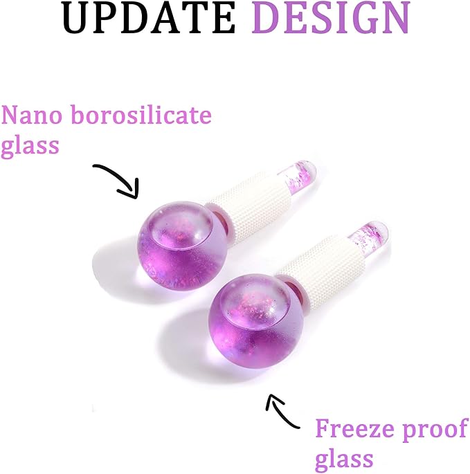 ICE Beauty Balls for Facial, 2PCS Purple Facial Roller for Cold Facial Massage Face Roller Balls with Anti-Freeze Liquid to Reduce Puffiness, Pores, Wrinkles…-Velvo Beauty