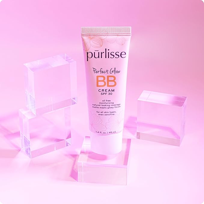 pūrlisse Perfect Glow BB Cream with SPF 30 - Matte Meets Dewy Finish - Enriched with Goji & Hawthorn Berry to Help Improve Skin Texture & Radiance - Light Medium (1.4 oz)-Velvo Beauty