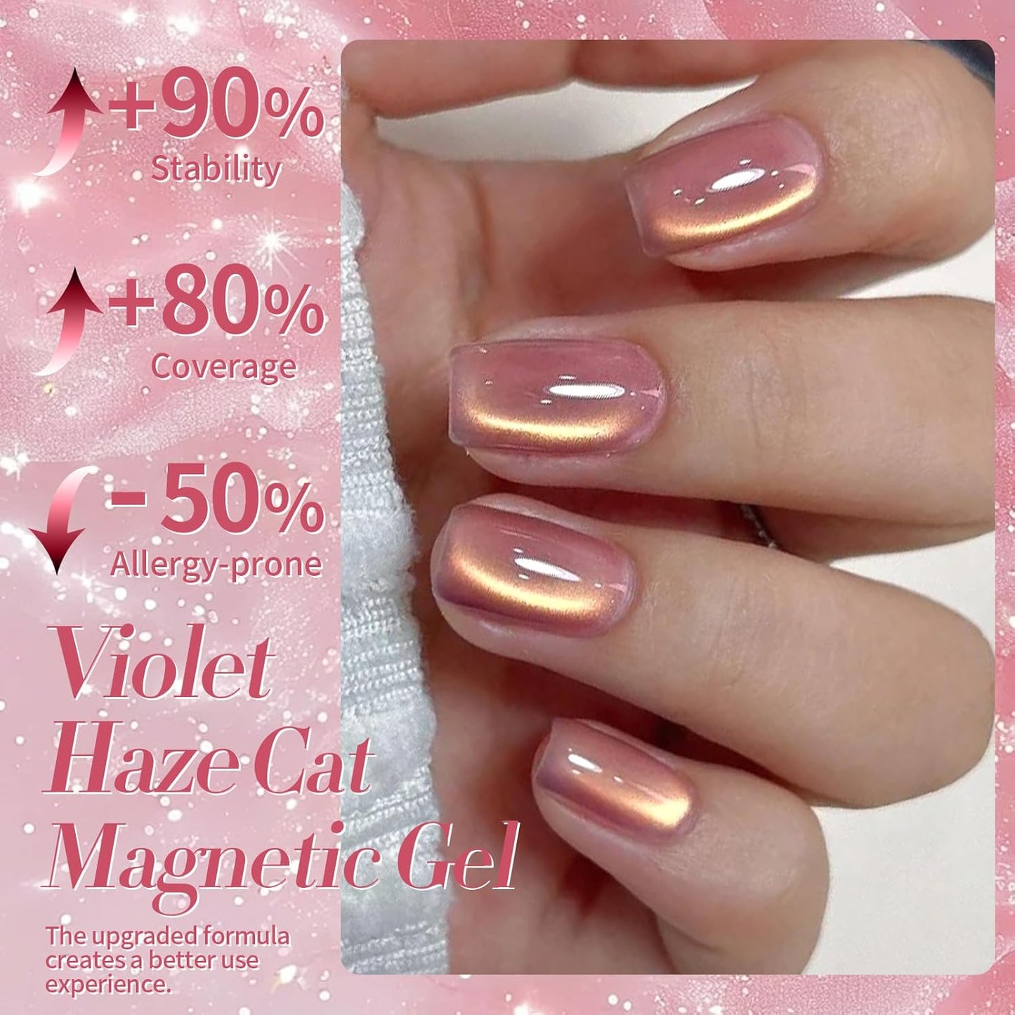 BORN PRETTY Cat Magnetic Eye Gel Nail Polish,Violet haze Jelly Glass Magnetic Gel Polish,Glitter Soak Off Nail Art Salon Manicure Home Gift 15ml-Velvo Beauty