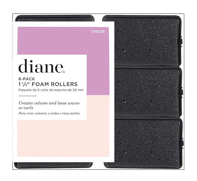 Diane Foam Rollers, Black, 1.5", 6/bag-Velvo Beauty