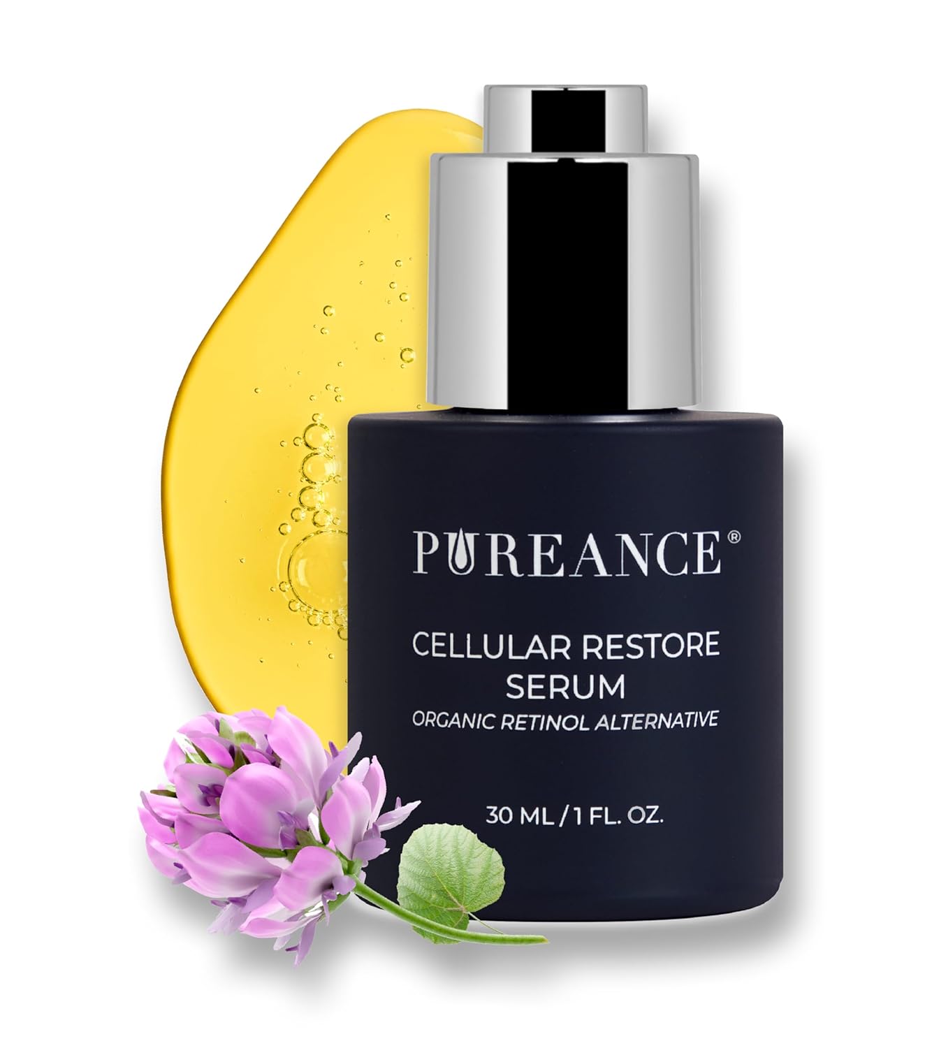 PUREANCE Organic Bakuchiol Plumping Serum - Bakuchiol for Face Skin and Wrinkles - Cellular Restore Serum - With Jojoba Oil, Sea Buckthorn, Camu Camu, Babchi, Maple Leaf Extracts & More - 1 Fl Oz-Velvo Beauty