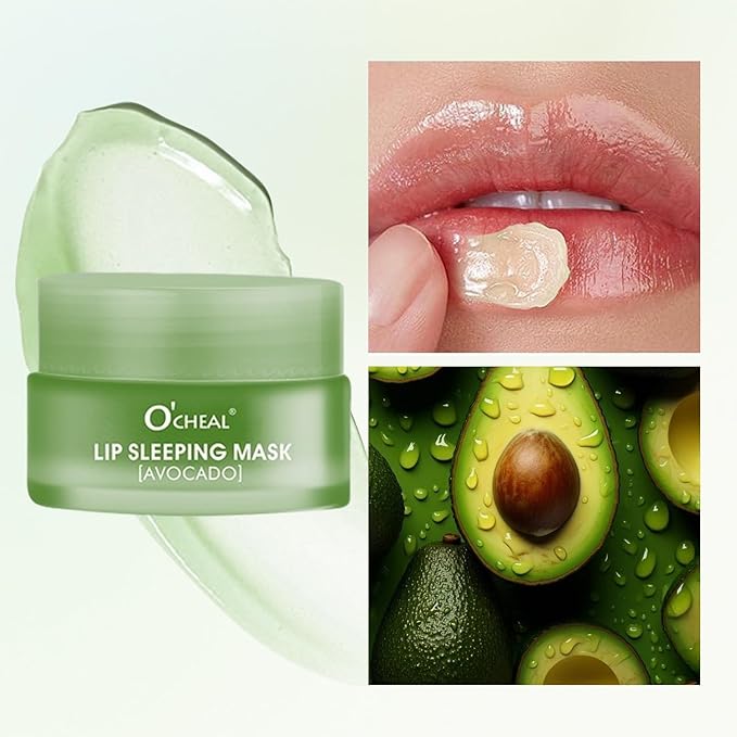 Lip Sleeping Mask Overnight Moisturizer Balm, Berry Lip Mask, Day and Night Repair Lip Balm for Improves Dryness Cracked, Moisturize Nourish Lip Scrubs Exfoliate Reduce Lip Lines (Avocado)-Velvo Beauty