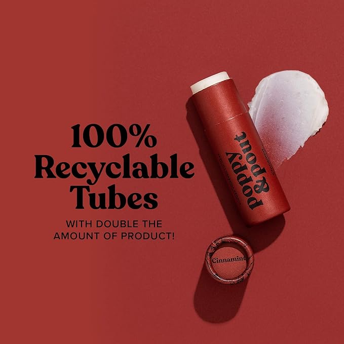 Poppy & Pout Cinnamint Jumbo Lip Balm | All Natural Lip Balms & Moisturizers | Hydrates with Beeswax, Vitamin E, Organic Coconut Oil | Cruelty-Free | Lip Balm in Recyclable Cardboard Tube-Velvo Beauty