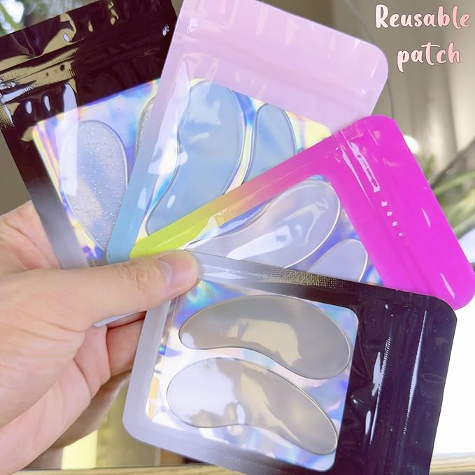 Under Eye Patches For Lash Lift Eyelash Extension Durable Gel Eye Pads Separate Upper & Lower Lashes Sticky Gel Eye Patch - Moon Shape Fit Eyelids Eyelash Mask Cover 4 Colors-Velvo Beauty