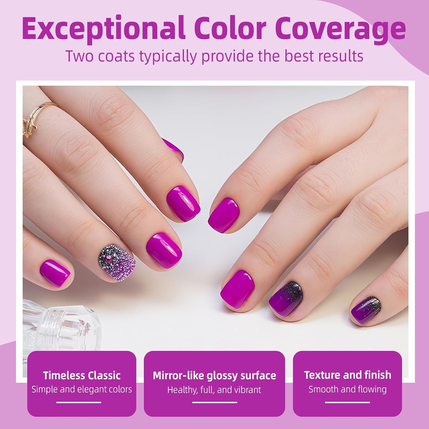 Major Dijit Magenta Purple Quick Dry Regular Nail Polish - Nail Art Lacquer, 0.41 Fl Oz-Velvo Beauty