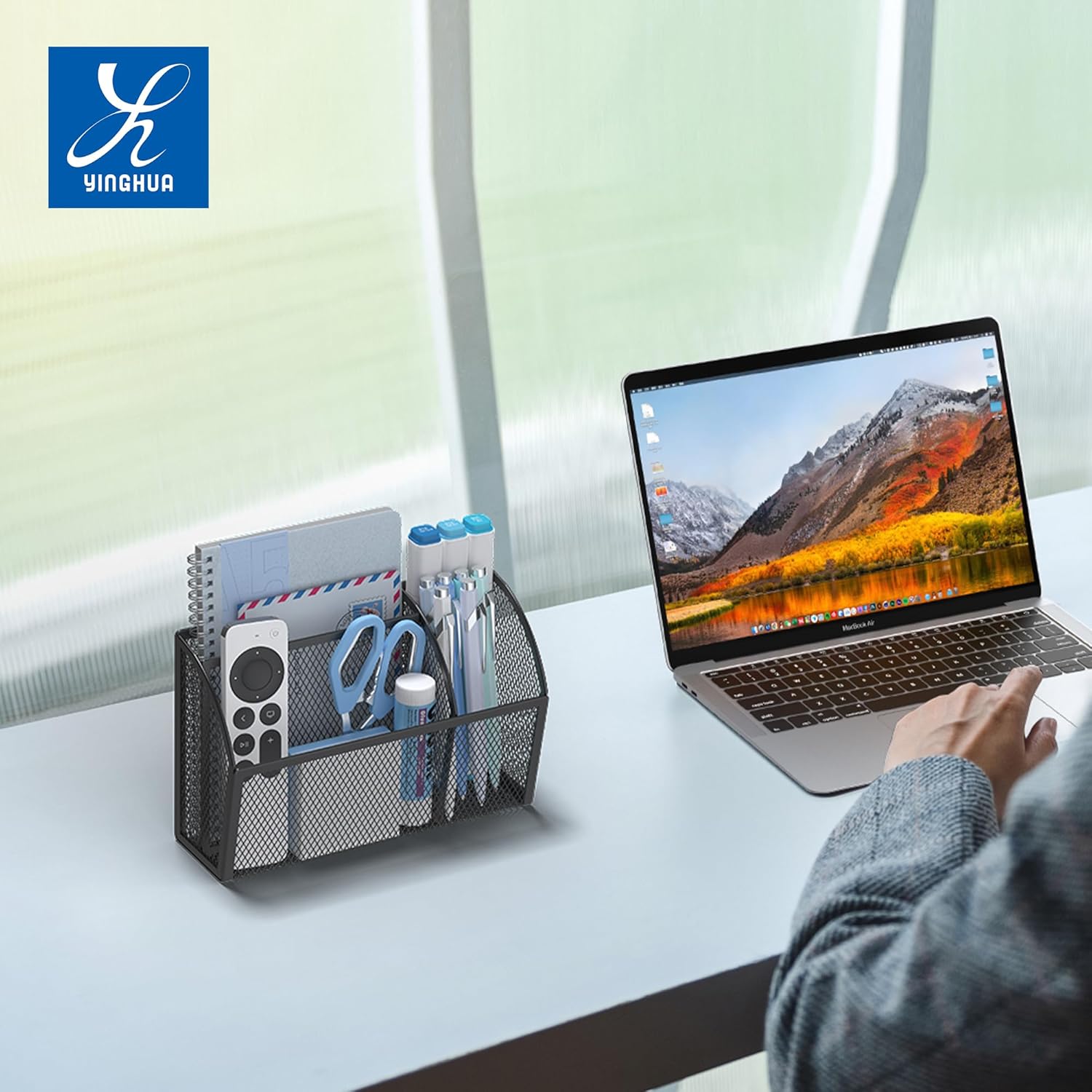 YINGHUA Strong Magnetic Pen Holder for Whiteboard and Refrigerator 3 Compartments Metal Mesh Organizer Space Saving Shelf for Office School Home and Locker - Black-Velvo Beauty