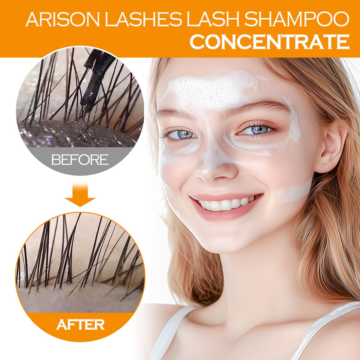 ARISON LASHES Lash Shampoo Concentrate for Lash Extensions 100ML Eyelash Cleanser Concentrate Oil-Free Eyelash Extension Shampoo with Salon Home Care(Turmeric)-Velvo Beauty
