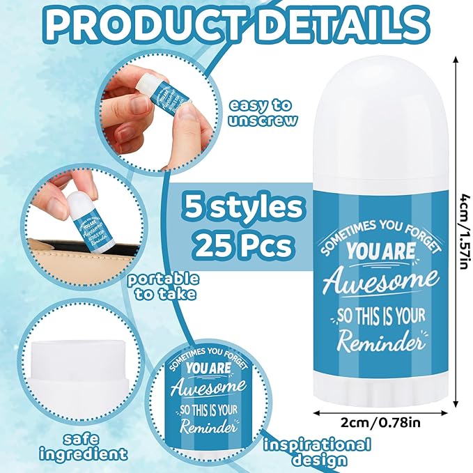 25 Pcs Thank You Gifts Mini Lip Balm Bulk Gifts for Coworkers Inspirational Appreciation Gifts Natural Ingredients Dry Chapped Lip Care Products for Employee Women Teacher, Assorted Flavors-Velvo Beauty