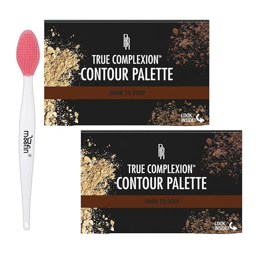 Contour Palette True Complexion, Dark To Deep, With Nose Cleaning Brush, Sculpting Palette Highlighting Powder Contouring Palette, Blendable Shades For Definition [Pack Of 2]-Velvo Beauty