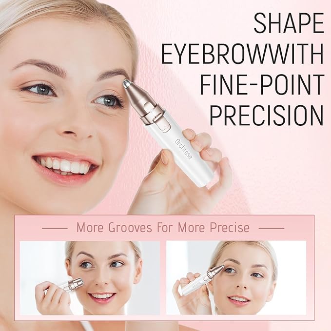 Rechargeable Facial Hair Remover for Women: 2-in-1 Device for Shaping Eyebrows and Removing Face Peach Fuzz (Pearl White)-Velvo Beauty
