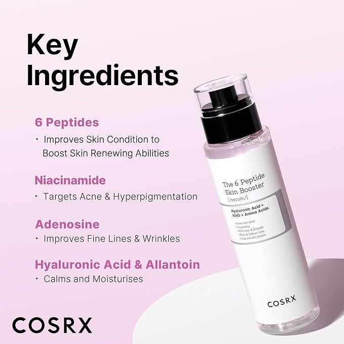 COSRX 6X Peptide Collagen Booster Toner Serum 150mL/5.07 Fl.Oz, Skin Renewal Boosting Facial Essence, Niacinamide & Hyaluronic Acid for All Skin Types, Korean Skincare, Paraben Free-Velvo Beauty
