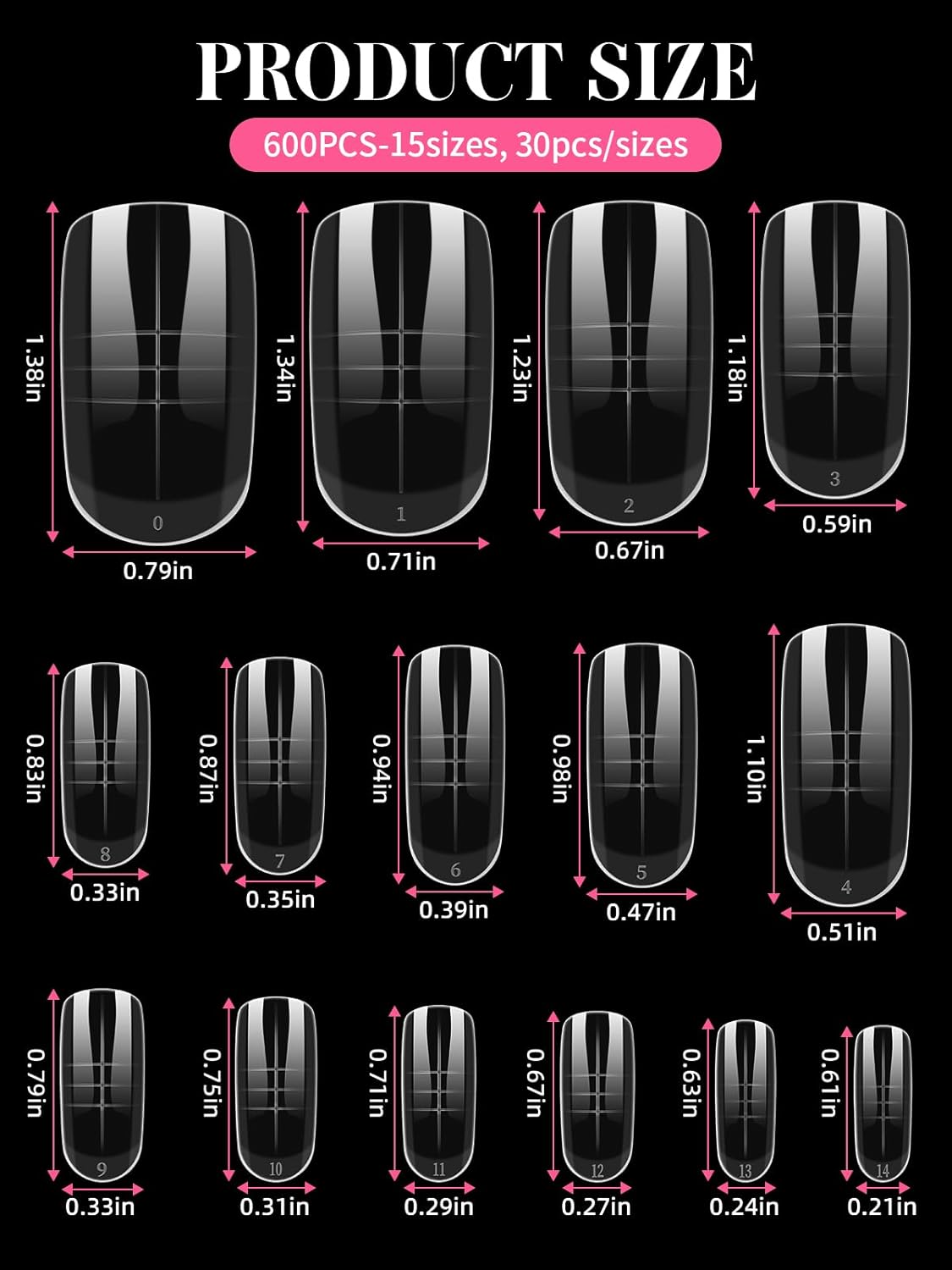 600 Pcs Toe Nail Dual Forms for Poly Extension Gel, EBANKU Toenail Extension Forms Reusable Full Cover Molds for French Tip Acrylic Toenails Pedicure for Salon & DIY at Home 15 Sizes-Velvo Beauty