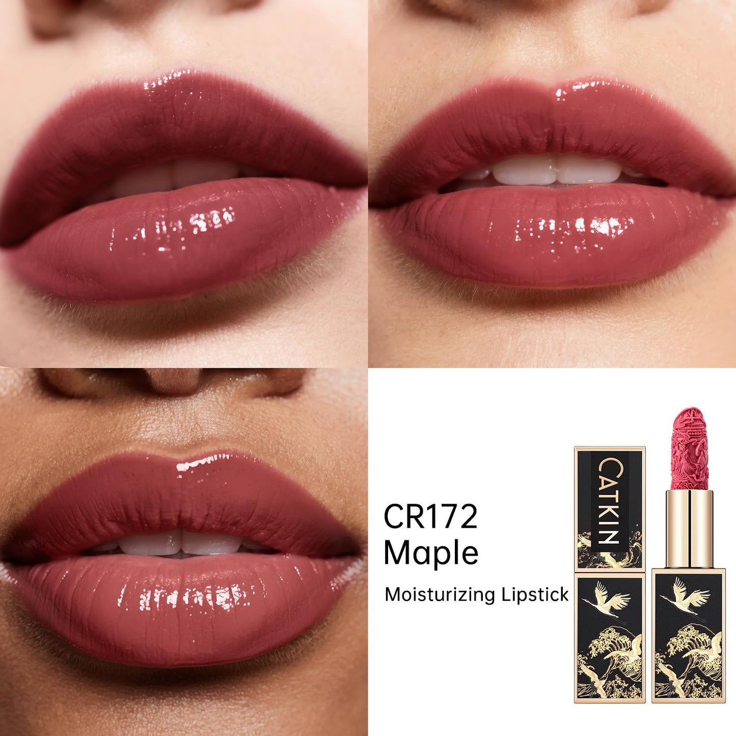 Catkin Moist Lipstick Hydrating High Impact Color Infused with Vitamin E and Avocado Oil Smooth Soft Texture Long Lasting Glow Finish 172-Velvo Beauty