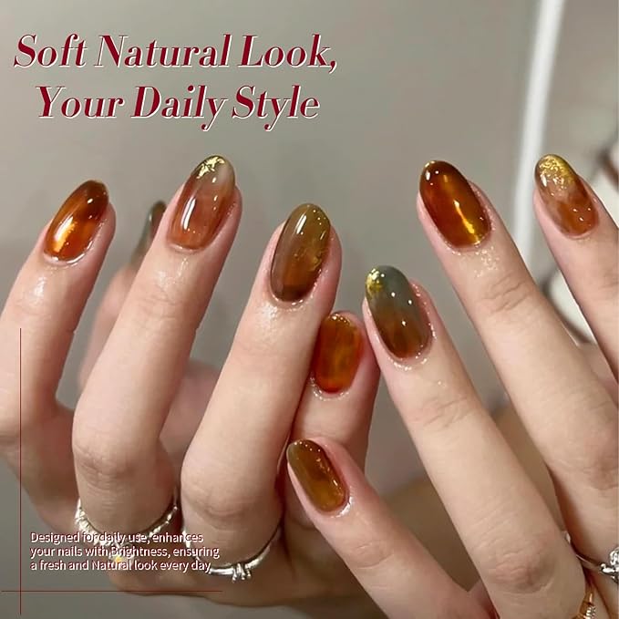Born Pretty Jelly Gel Nail Polish, Sheer Transparent Crystal Gel Nail Polish, Christmas Brown Red Orange Green Blue Fall Winter Soak off Nail Polish Manicure DIY Home Salon Christmas Gift 7ml 6colors-Velvo Beauty