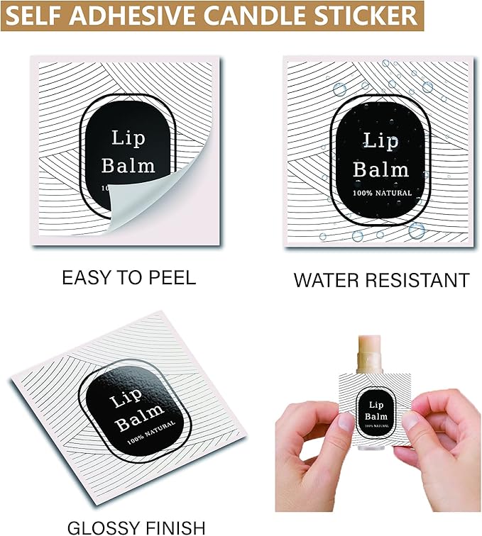 CRASPIRE Lip Balm Labels 80pcs Homemade Lip Balm Labels 2” Clear Lip Balm Labels for Tubes Printable Waterproof Lip Balm Stickers Labels for Lip Balm Handcream Candle Container（Geometry）-Velvo Beauty