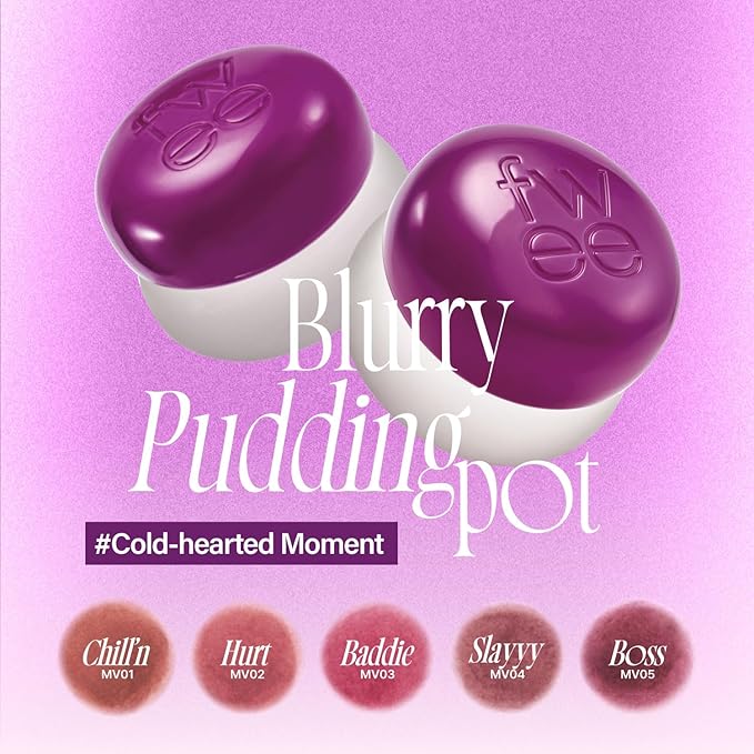 Lip&Cheek Blurry Pudding Pot | Cold-hearted Moment - Chill'n | Makeup Blush, Buildable Lightweight, Multi-Use Soft Matte Finish | 5g-Velvo Beauty