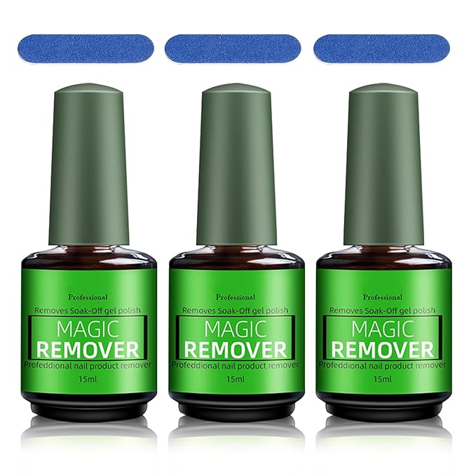 Magic Remover Gel Polish,3PCS Gel Nail Remover,Professional Gel Remover for Nails,Quickly and Easily Removedor de Esmalte Gel (15ML)-Velvo Beauty