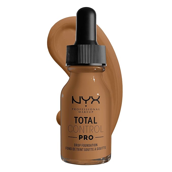 NYX PROFESSIONAL MAKEUP Total Control Pro Drop Foundation, Skin-True Buildable Coverage - Nutmeg-Velvo Beauty